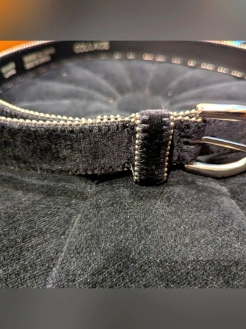 Vintage Y2K belt edged with silver-coloured metal beads Size large